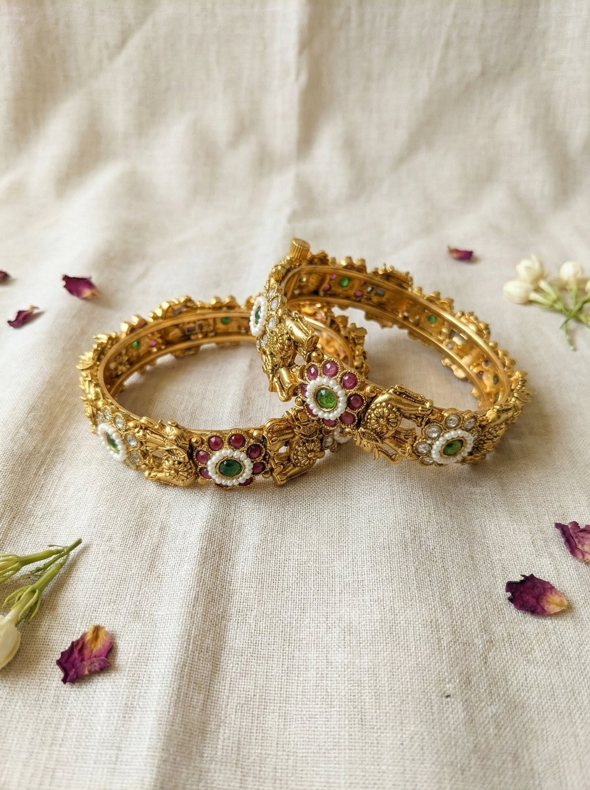Alternate styling layout profile of Mahek Elephant Antique Bangles (Openable)