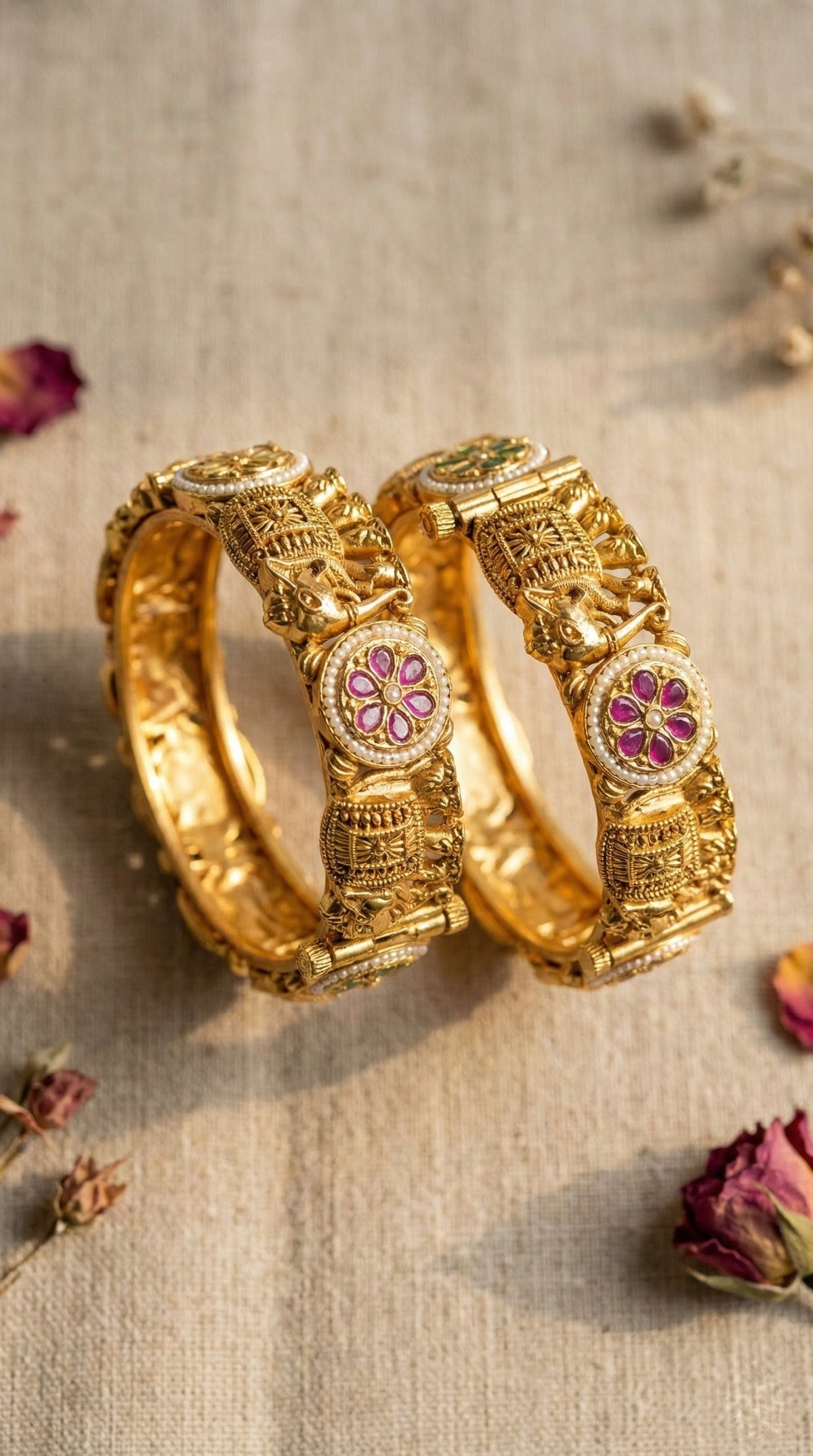 Alternate styling layout profile of Shalini Elephant Rajwadi Bangles (Openable)