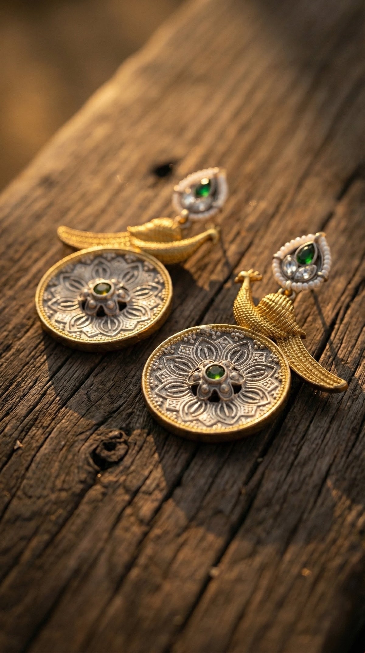 Alternate styling layout profile of Meera Oxidised Earrings