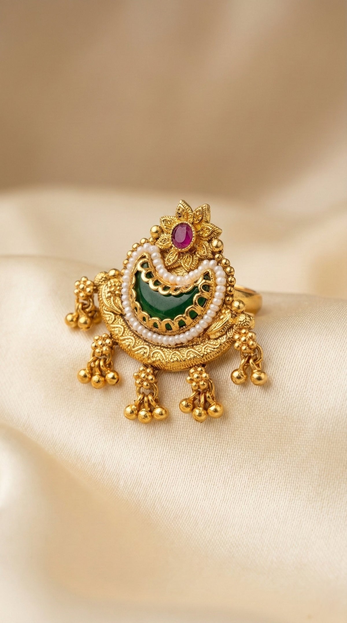Antique ethnic finger ring with traditional Indian jewellery design