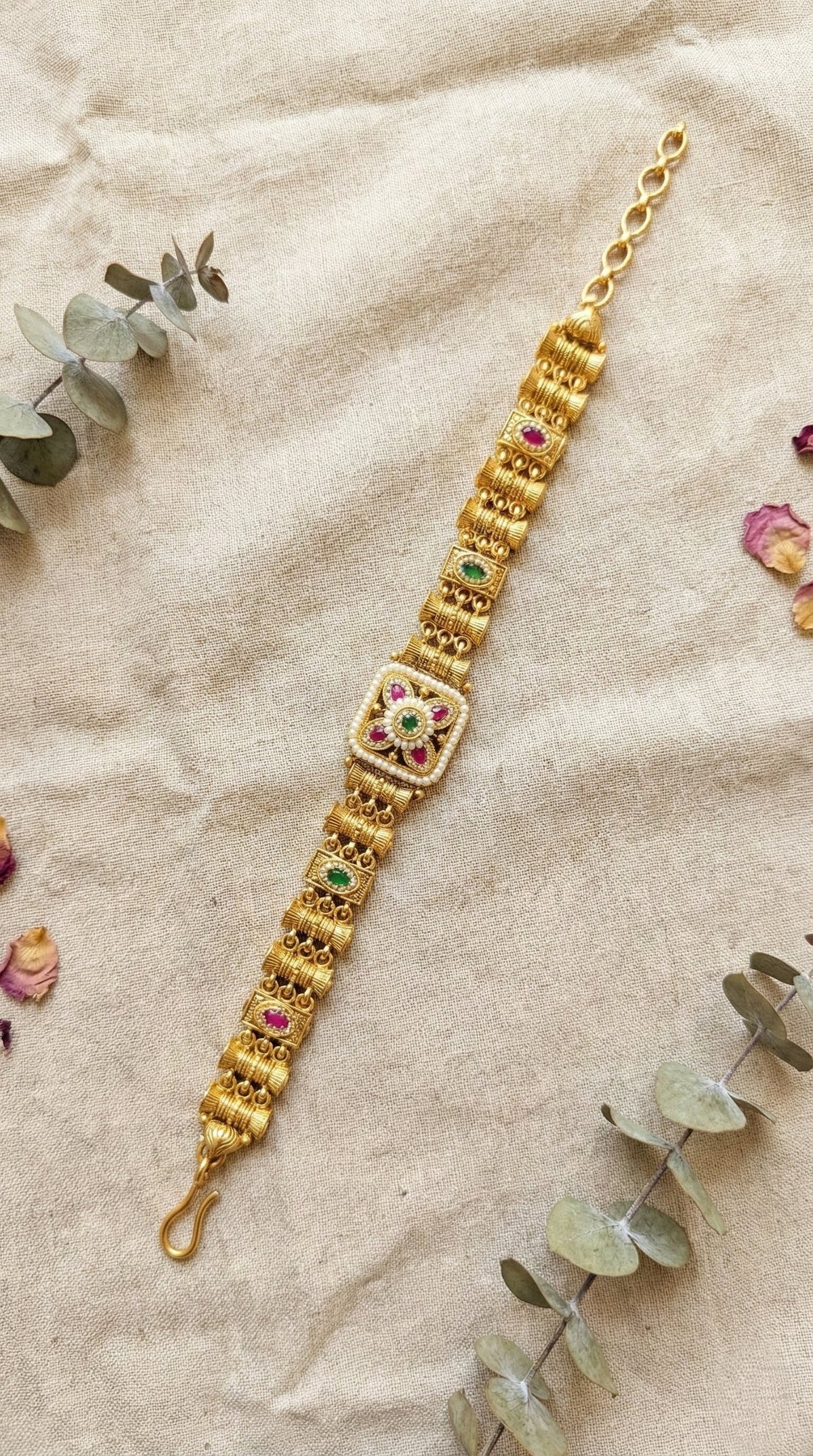 Ethnic Swarovski bracelet with antique traditional jewellery styling