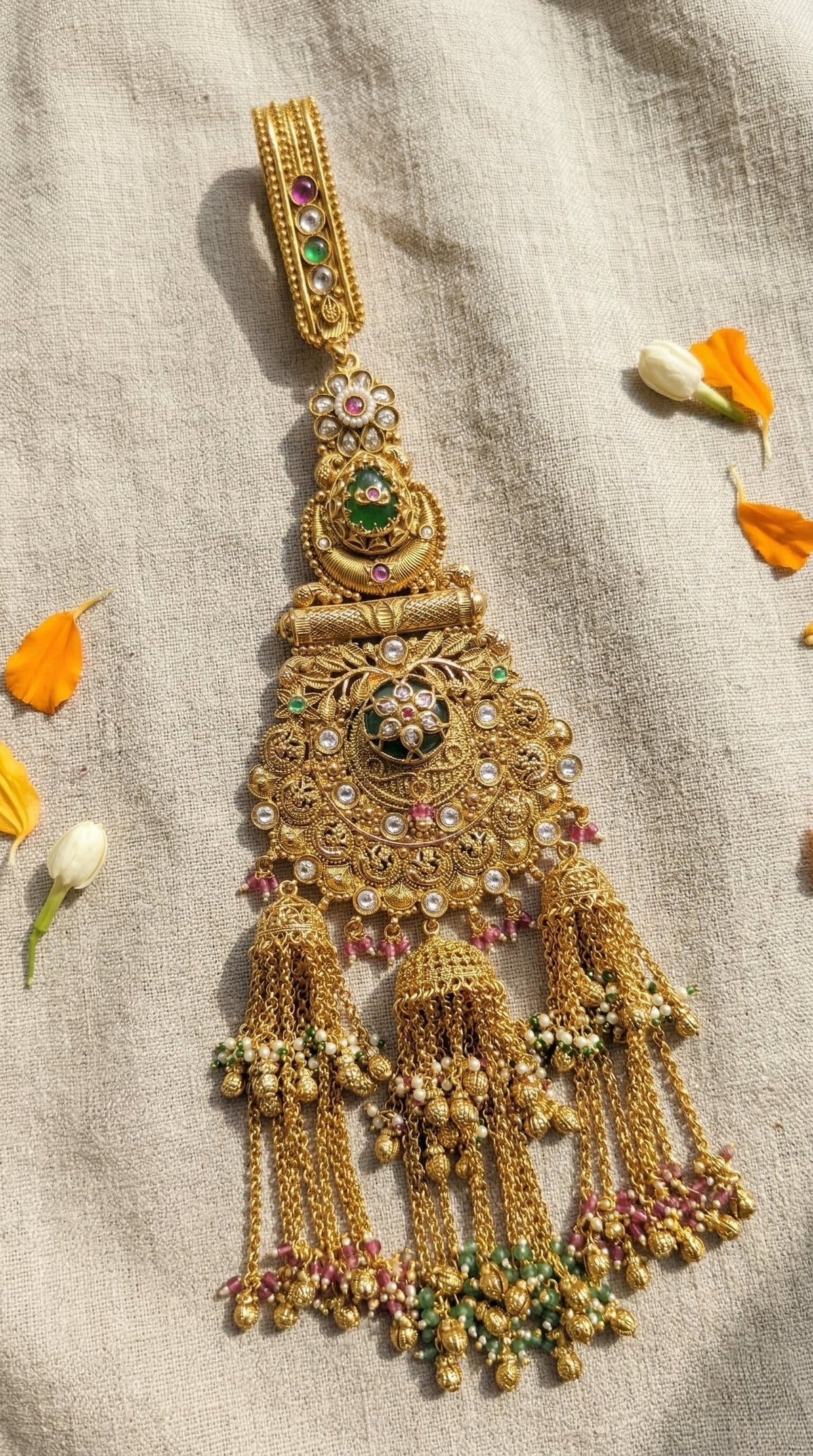 Antique bridal juda pin with Rajwadi traditional hair jewellery design