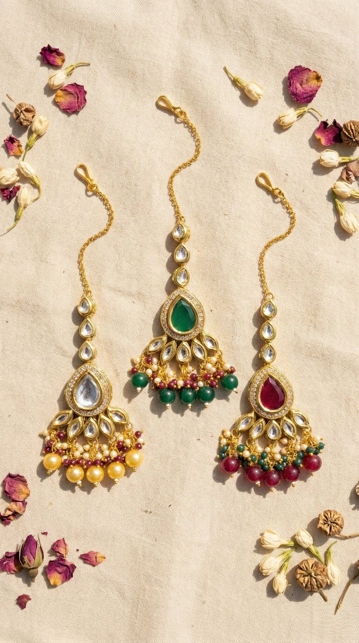 Bridal Kundan maang tikka with Rajwadi ethnic jewellery styling