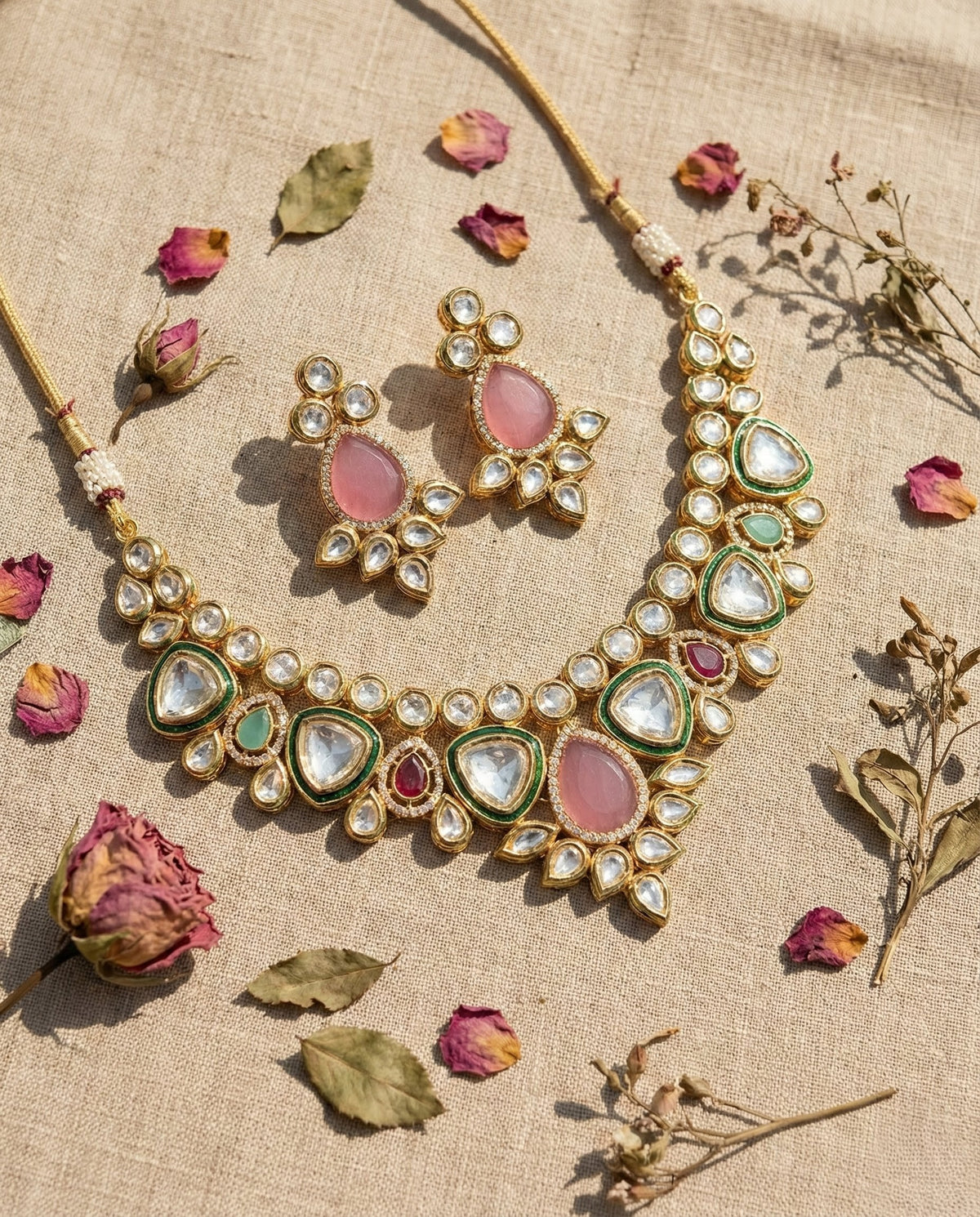 Main display view of the traditional Kashvi Premium Kundan Necklace