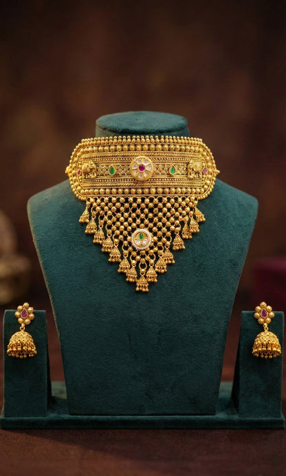 Alternate styling layout profile of Trisha Heritage Choker Necklace