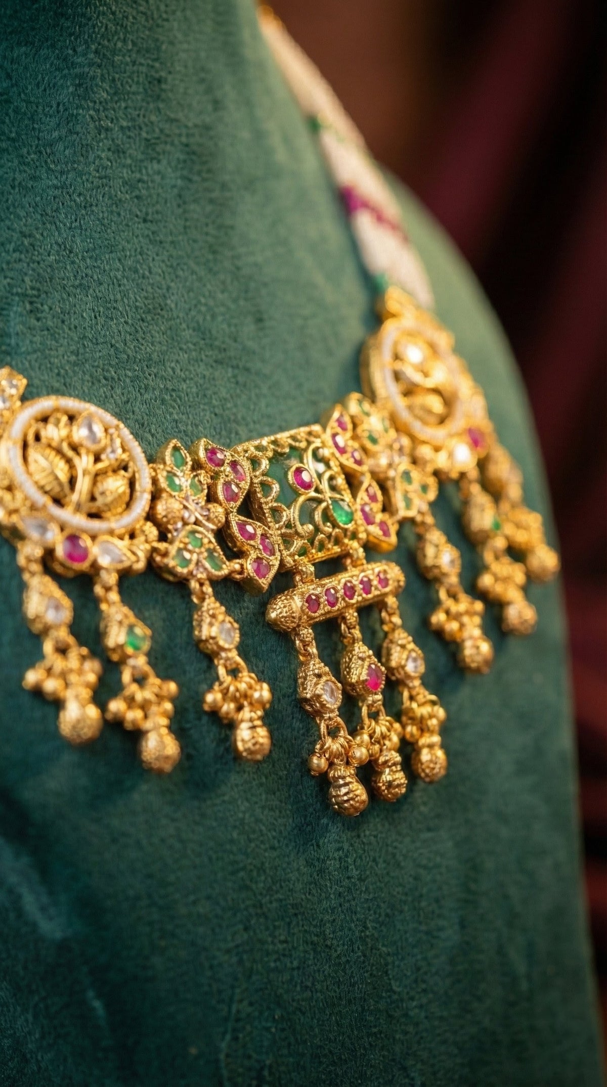 Alternate styling layout profile of Khushi Sparkle Heritage Necklace