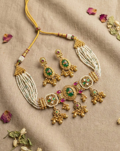 Main display view of the traditional Arohi Heritage Choker Necklace