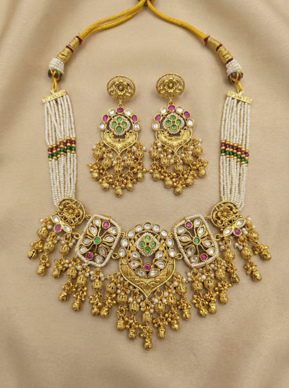 Main display view of the traditional Vaani Heritage Antique Necklace