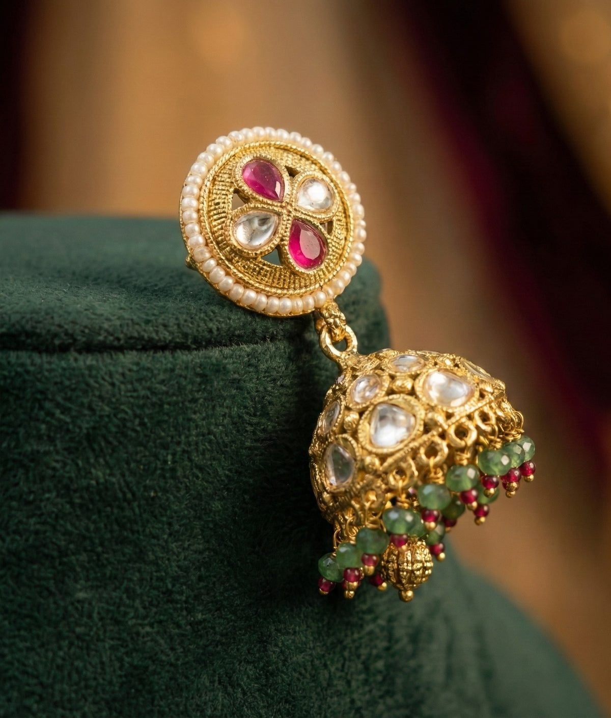 Alternate styling layout profile of Kamini Antique Gold Necklace Set