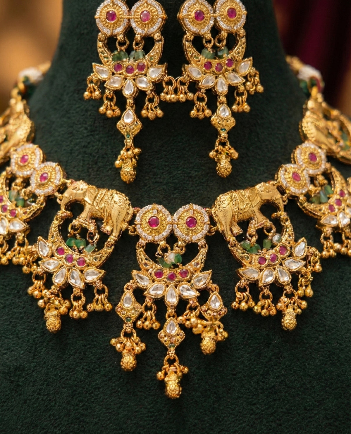 Alternate styling layout profile of Subhadra Heritage Elephant Necklace