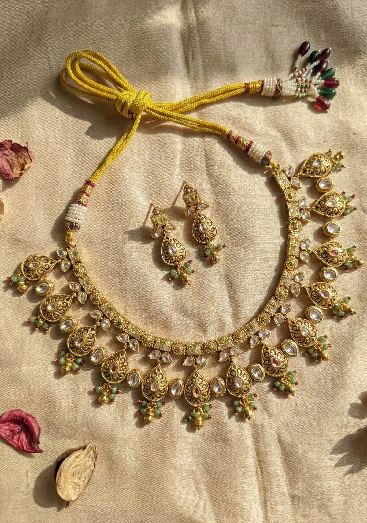 Main display view of the traditional Shikha Gold Look Heritage Necklace Set