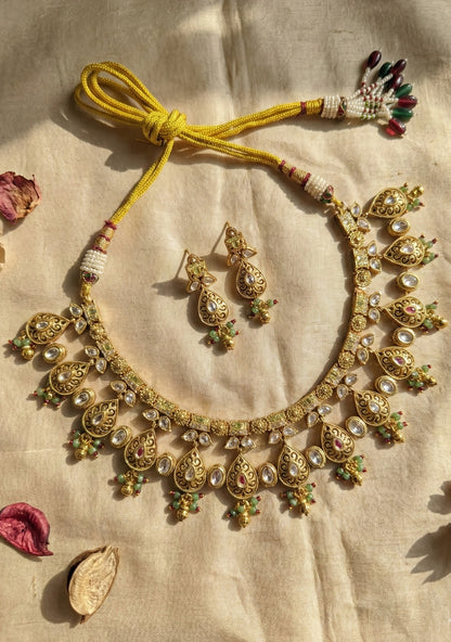 Main display view of the traditional Shikha Gold Look Heritage Necklace Set