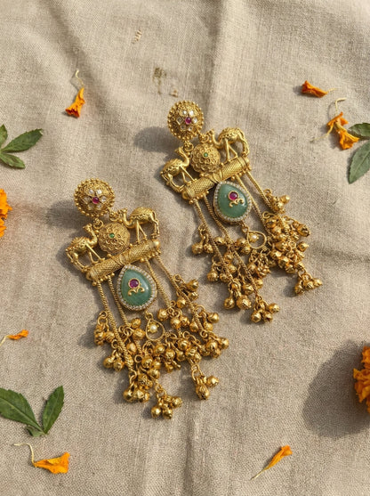 Main display view of the traditional Netra Premium Kashmiri Earrings