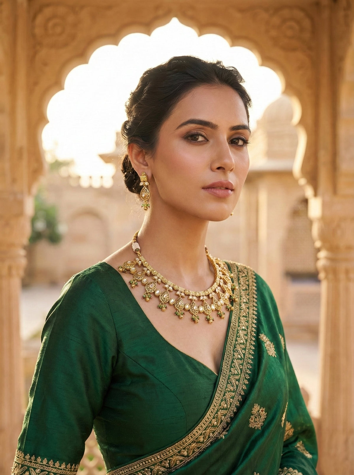 Alternate styling layout profile of Shikha Gold Look Heritage Necklace Set