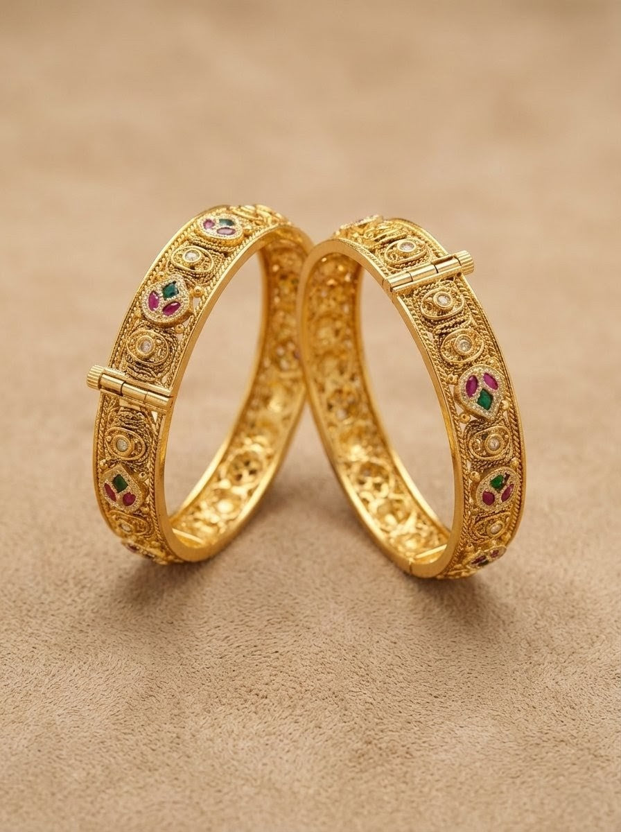 Alternate styling layout profile of Eve Premium Swaroski Bangles (Openable)