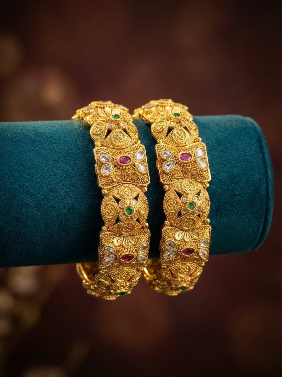 Alternate styling layout profile of Megha Antique Rajwadi Bangles (Openable)