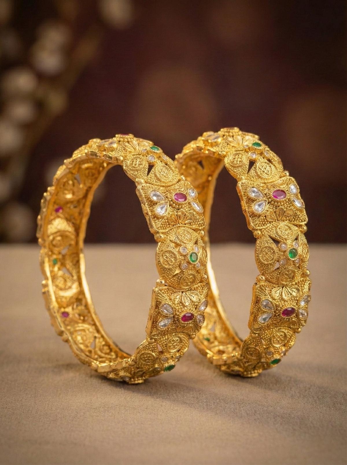 Alternate styling layout profile of Megha Antique Rajwadi Bangles (Openable)