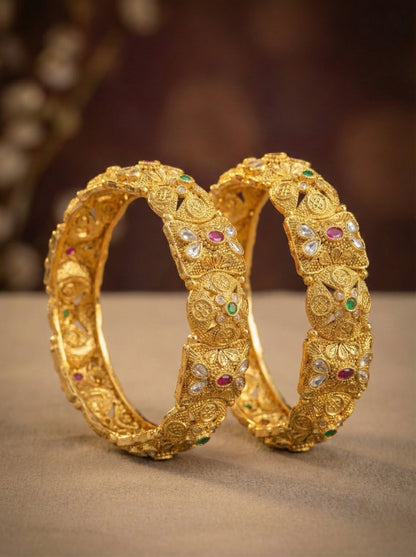 Alternate styling layout profile of Megha Antique Rajwadi Bangles (Openable)