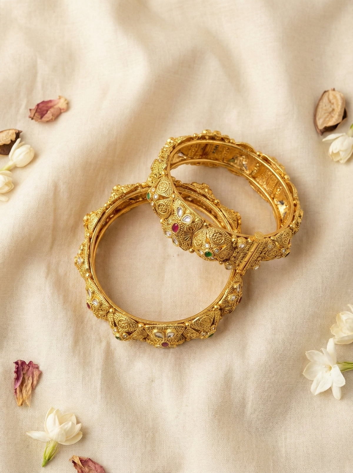 Alternate styling layout profile of Megha Antique Rajwadi Bangles (Openable)