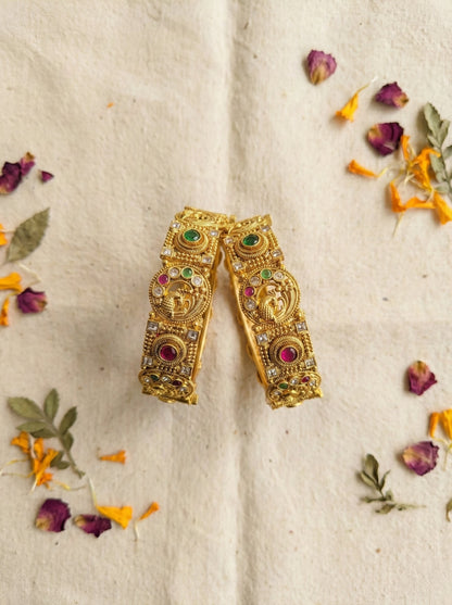 Alternate styling layout profile of Rama Peacock Antique Bangles (Openable)