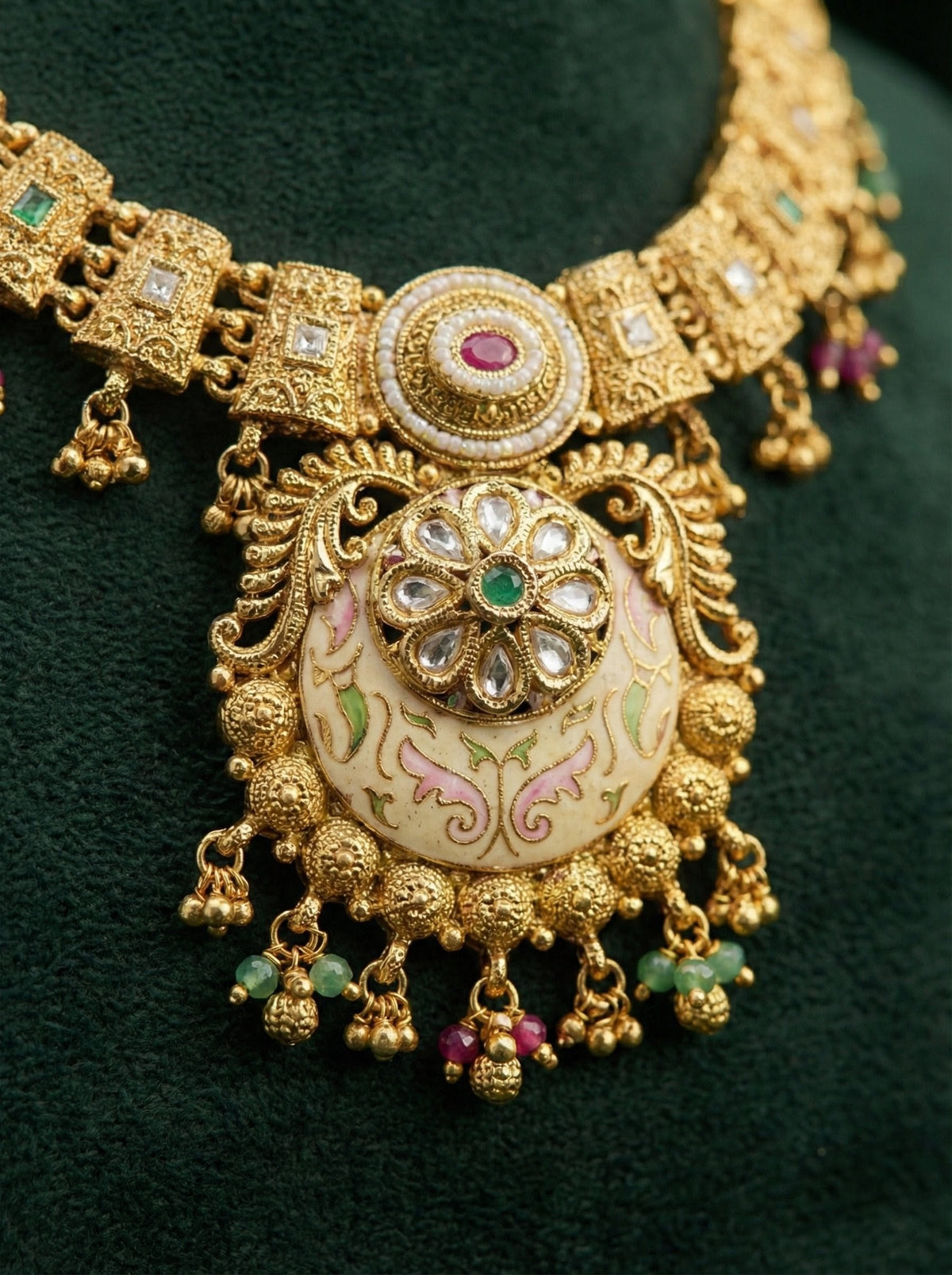 Alternate styling layout profile of Prabha Gold Look Necklace set