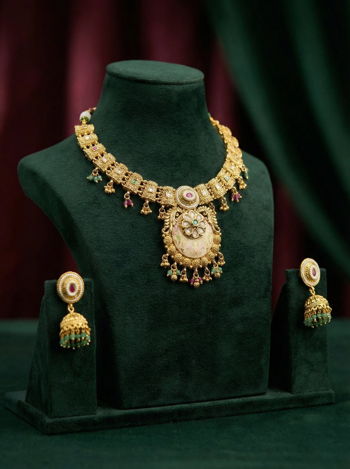 Alternate styling layout profile of Prabha Gold Look Necklace set