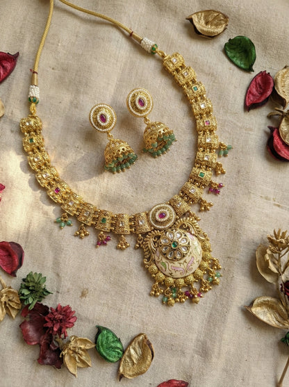 Main display view of the traditional Prabha Gold Look Necklace set
