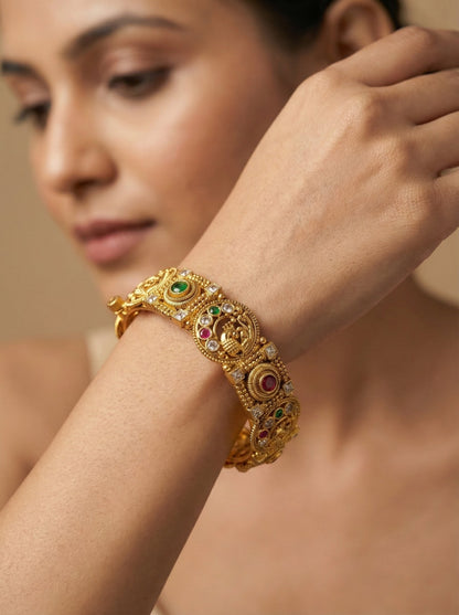Alternate styling layout profile of Rama Peacock Antique Bangles (Openable)