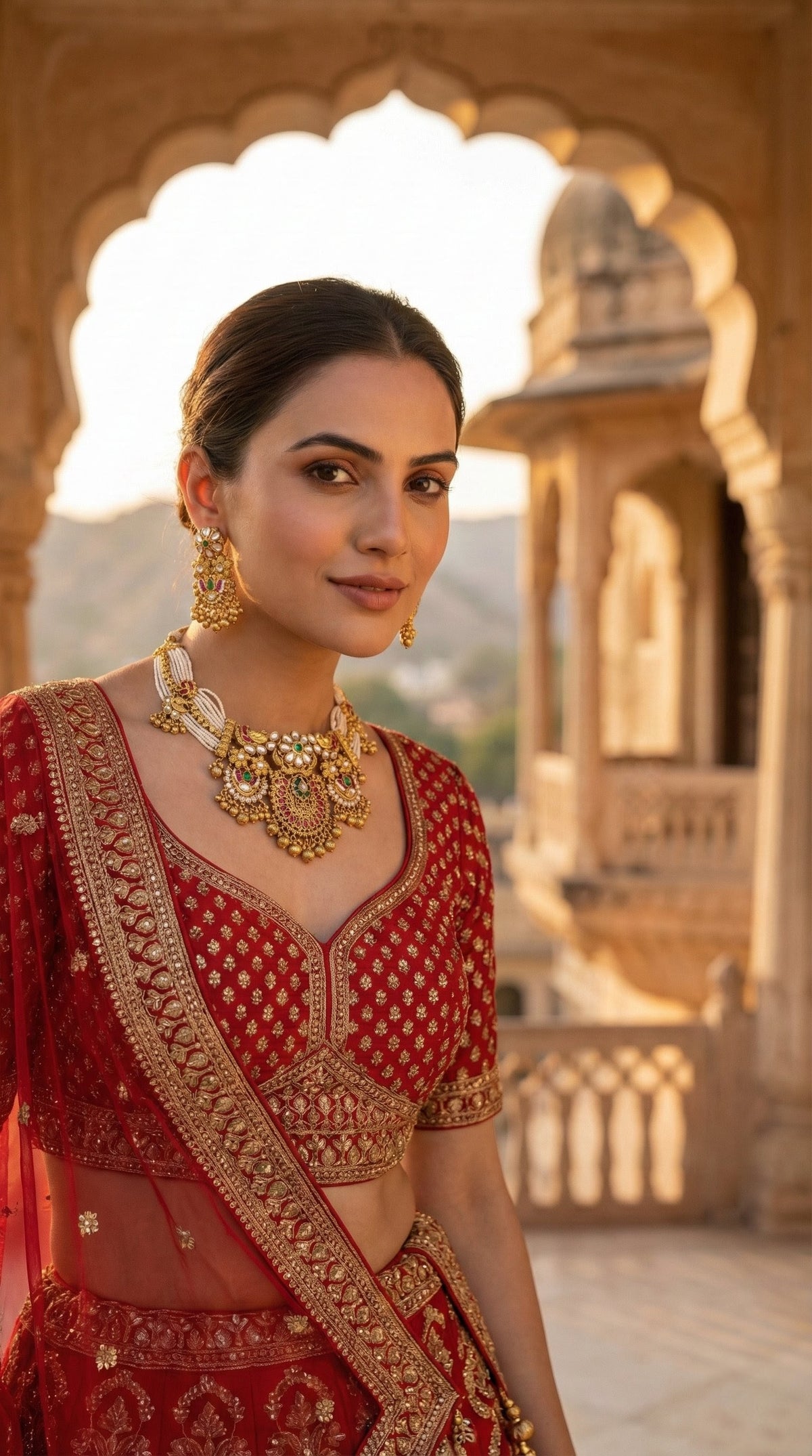 Alternate styling layout profile of Bindiya Gold Look Heritage Necklace Set