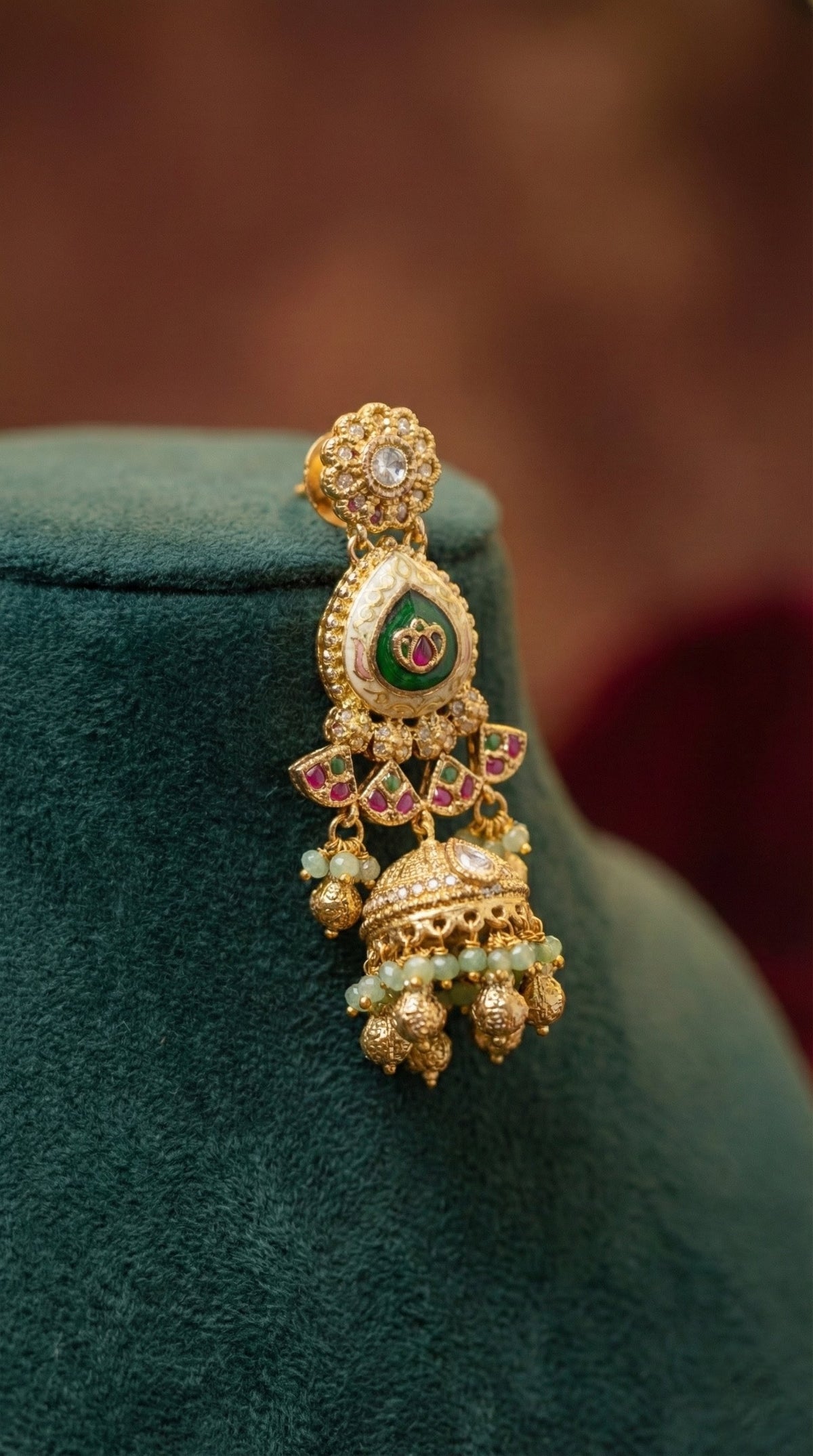 Alternate styling layout profile of Kalindi Real Gold Look Heritage Necklace Set