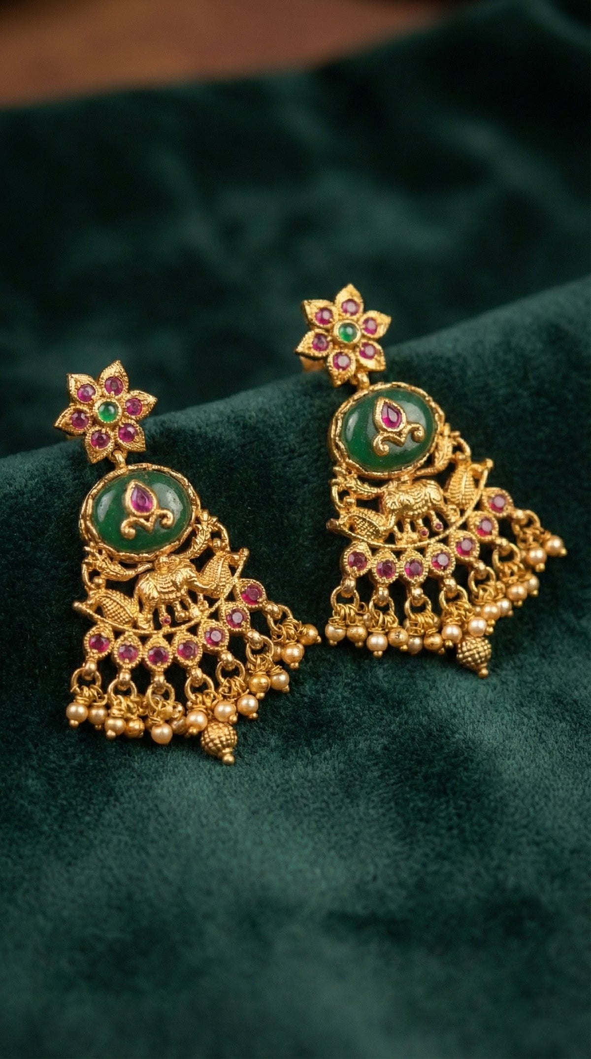 Alternate styling layout profile of Juhi Elephant Heritage Chain Pendant Set