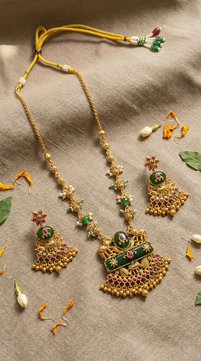 Main display view of the traditional Juhi Elephant Heritage Chain Pendant Set