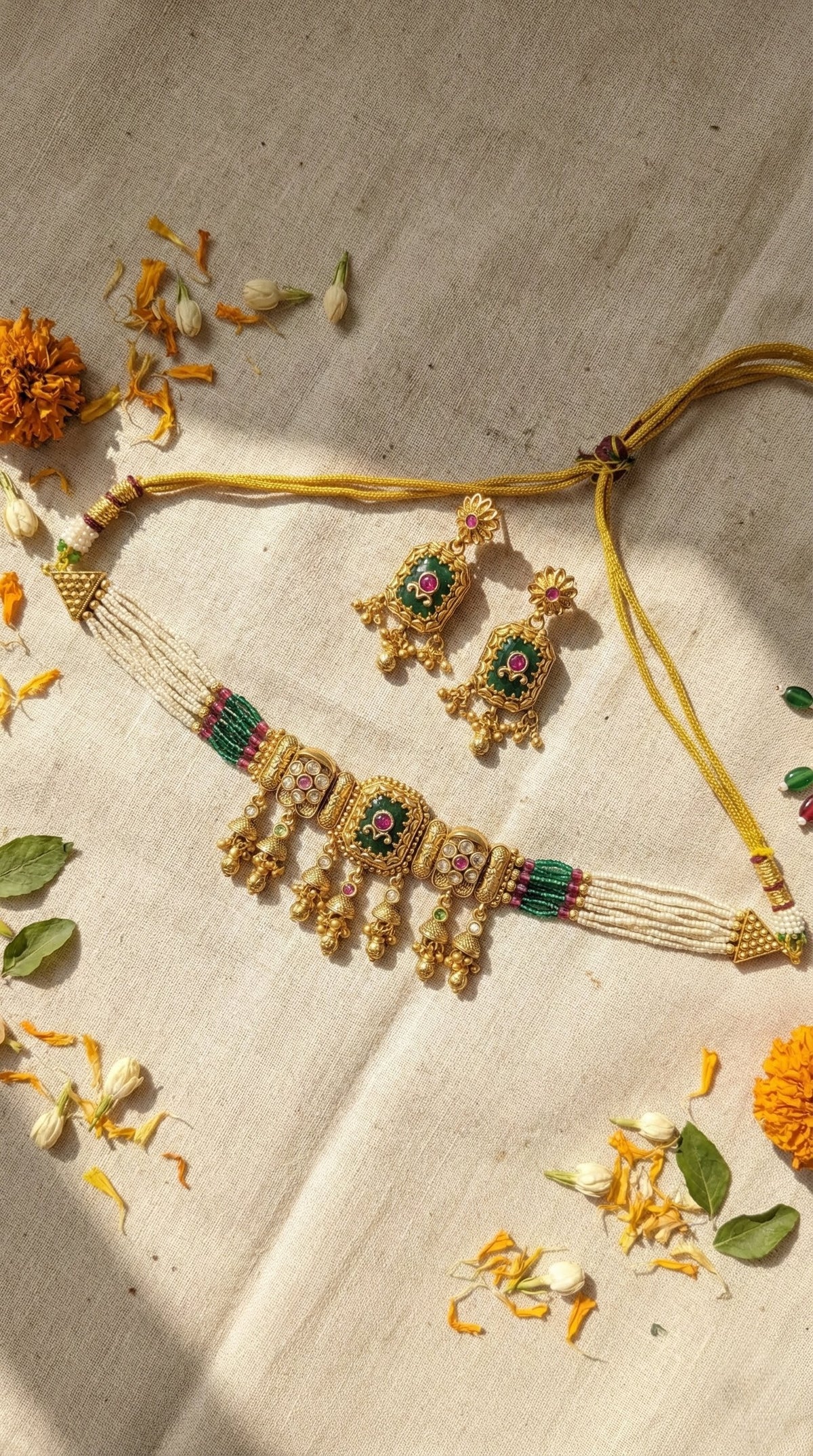 Main display view of the traditional Rashmika Premium Quality Heritage Choker Set