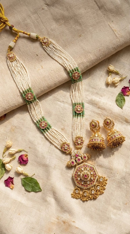 Main display view of the traditional Rishika Heritage Antique Longset
