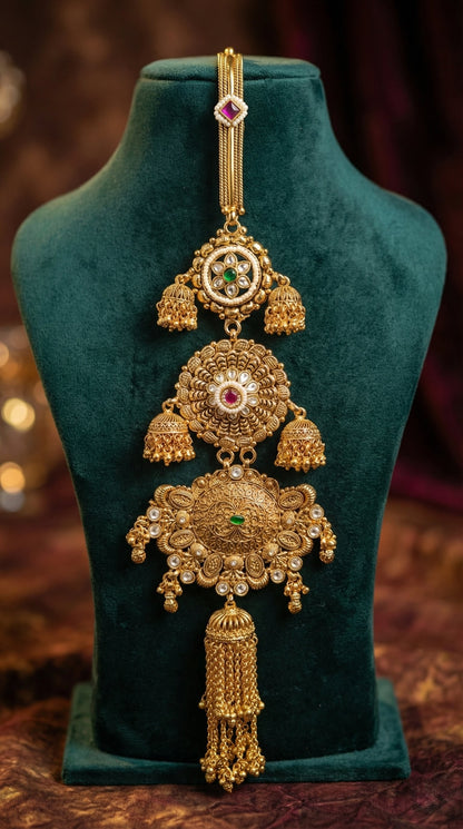 Naina Antique Gold Look Bridal Juda Pin detailed craftsmanship view