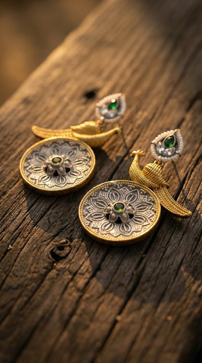 Alternate styling layout profile of Meera Oxidised Earrings
