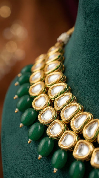 Alternate styling layout profile of Anika Premium Kundan Necklace with Maang Tika