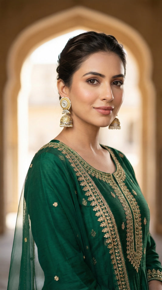 Detailed craftsmanship close up view of Snigdha Dual Tone Earrings