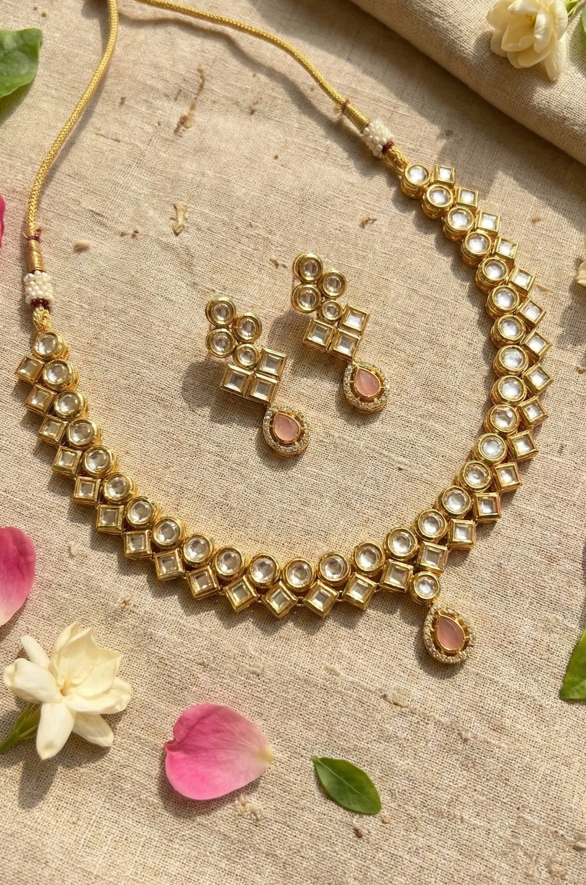 Main display view of the traditional Ekta Premium Kundan Necklace