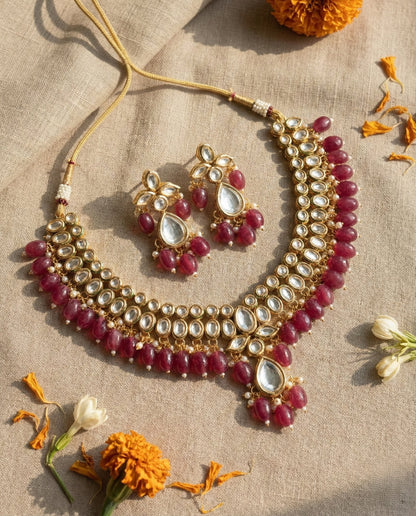 Main display view of the traditional Ishani Premium Kundan Necklace