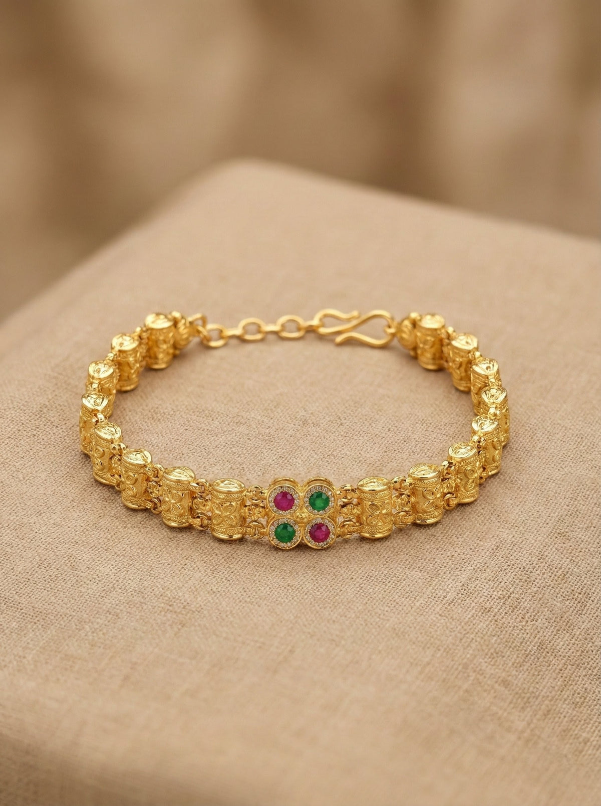 Detailed craftsmanship close up view of Niti Antique Swaroski Bracelet