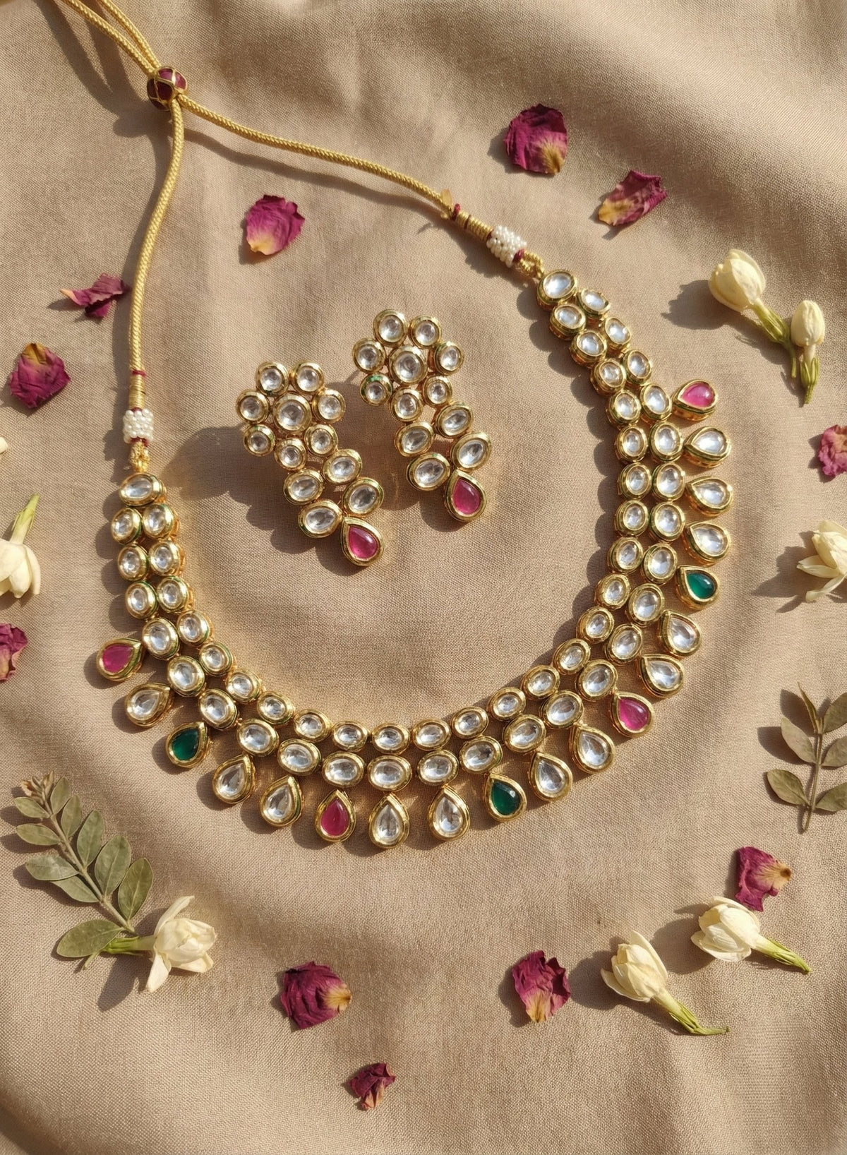 Main display view of the traditional Jivika Premium Kundan Necklace