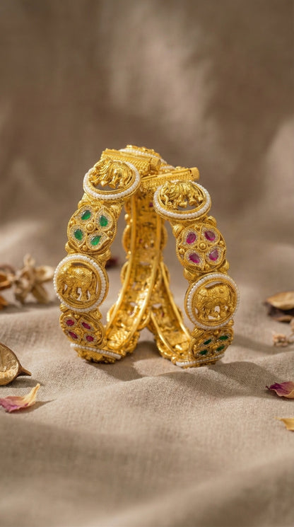 Main display view of the traditional Vasu Elephant Swaroski Bangles (Openable)