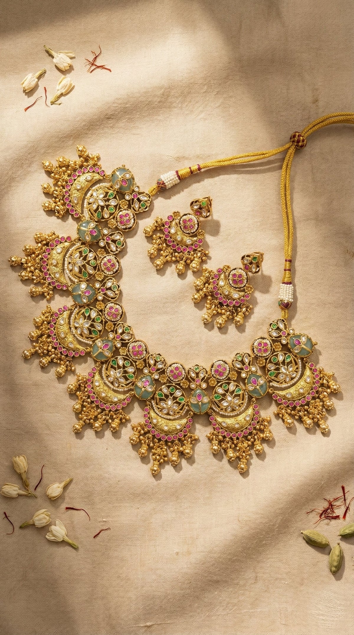 Main display view of the traditional Paloma Heritage Golden look Necklace Set