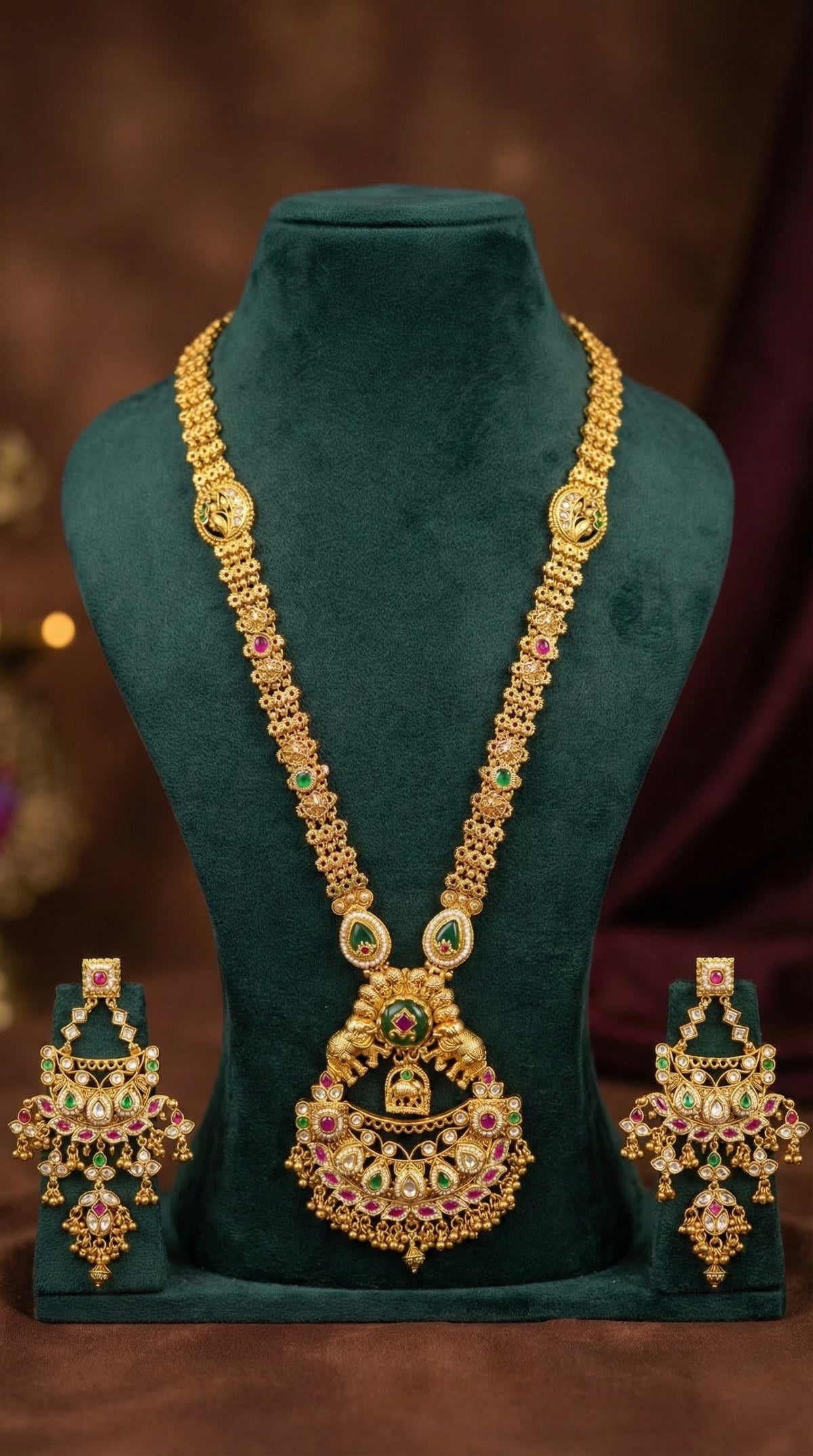 Detailed craftsmanship close up view of Samriddhi Antique Golden Heritage Longset