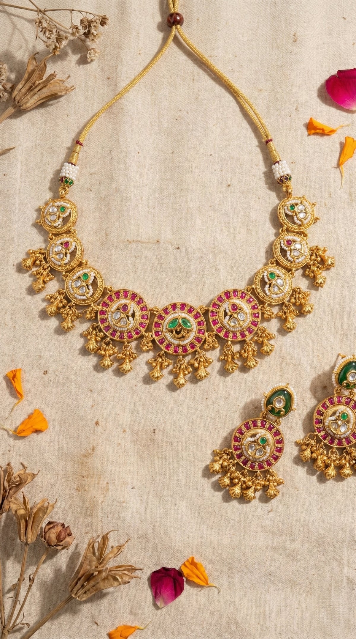 Main display view of the traditional Ruchika Antique Gold Look Necklace