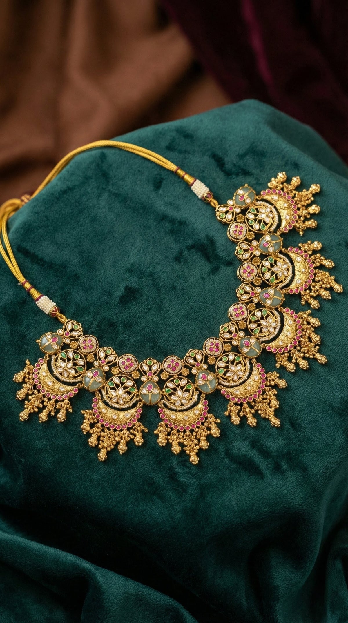 Alternate styling layout profile of Paloma Heritage Golden look Necklace Set