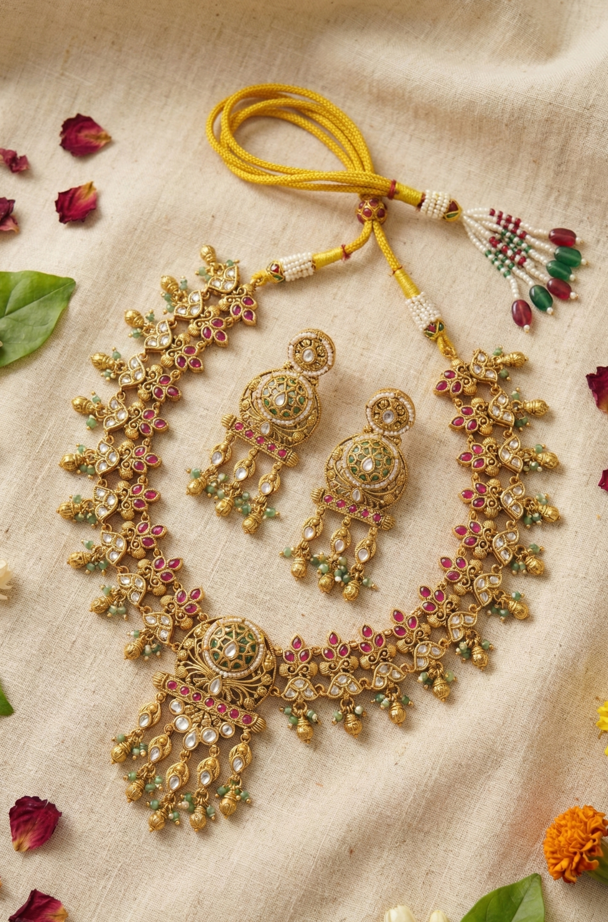 Main display view of the traditional Diya Heritage Necklace