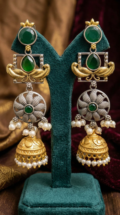Alternate styling layout profile of Reet Oxidised Earrings