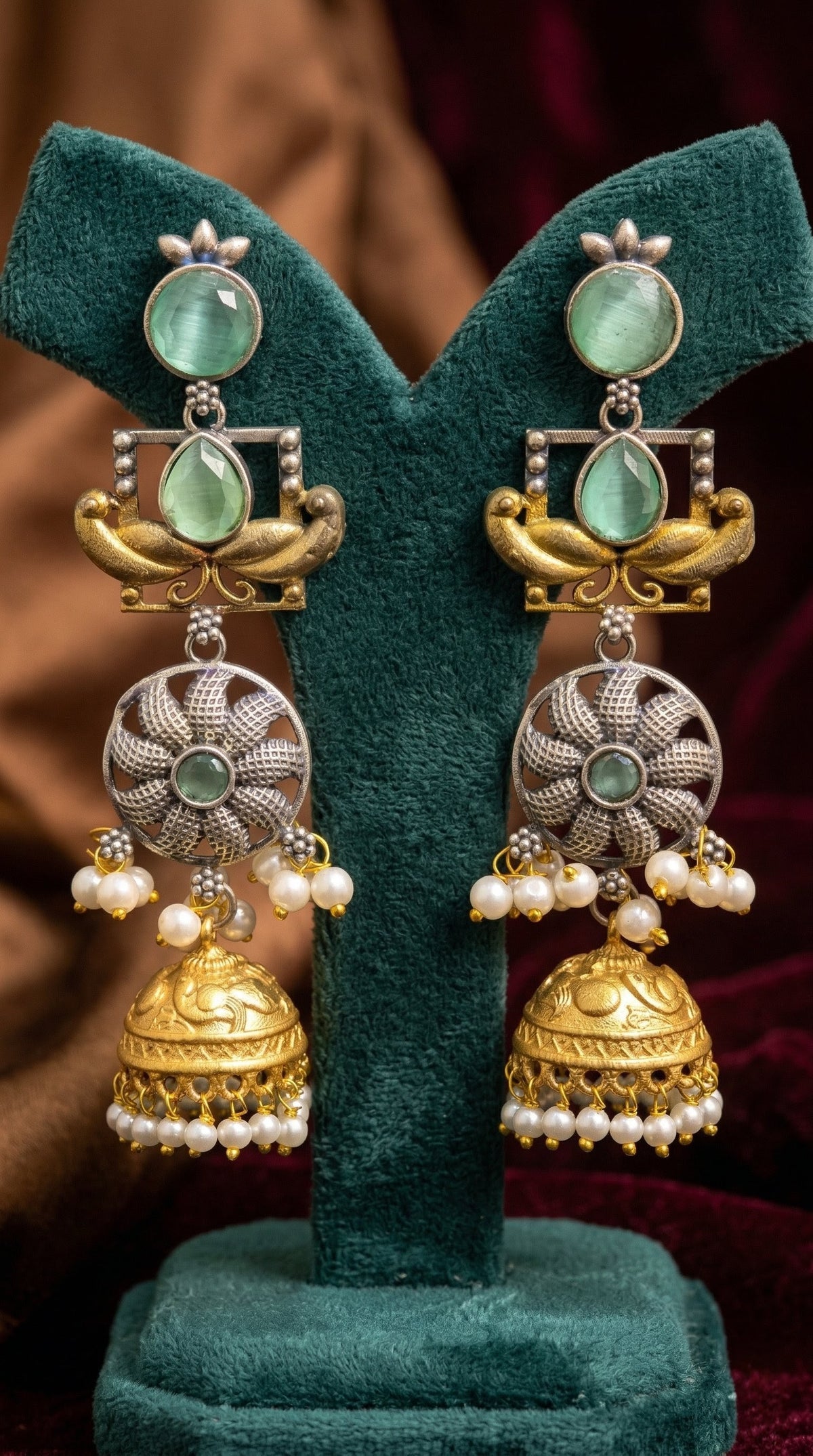 Alternate styling layout profile of Reet Oxidised Earrings
